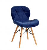 4Rico QS-186 Scandinavian Style Dining Room Chair, Navy Blue Velvet