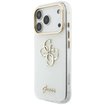 Guess IML 4G Script Metal dėklas iPhone 17 Pro Max / 18 Pro Max, baltas