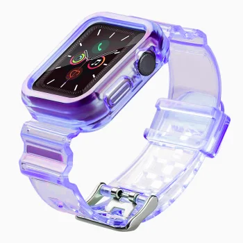 Strap Light Set silikoninis dirželis su dėklu Apple Watch 40mm, Violetinis