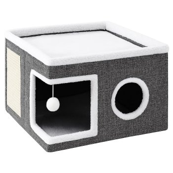 3-in-1 Cat House with Bed and Scratching Pad House1
