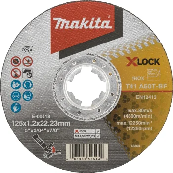 Makita E-00418 pjovimo diskas nerūdijančiajam plienui INOX 125x1,2 mm X-LOCK