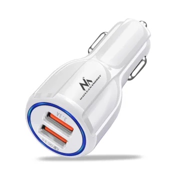 Maclean MCE478 W automobilinis įkroviklis, 2x USB, QC 3.0, 30W, balta