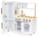 Didelė medinė žaislinė virtuvėlė ECOTOYS 128627, balta-auksinė