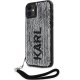 Karl Lagerfeld iPhone 11 / XR dėklas Sequins Cord, sidabrinis