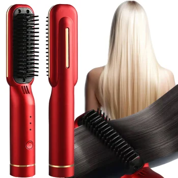 Cordless Electric 2-in-1 Hair Straightening Brush