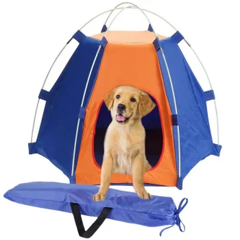 Waterproof Foldable Pet Tent for Dogs and Cats, Blue-Orange