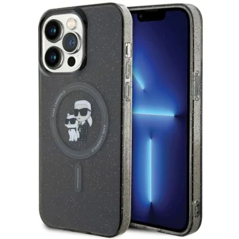 Karl Lagerfeld dėklas iPhone 15 Pro Max su MagSafe IML KC Glitter, juodas