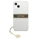 Guess iPhone 13 mini dėklas 4G Strap Charm, skaidrus / rudas