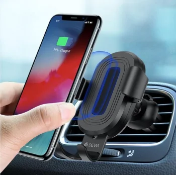 Devia Gravity Car Holder with 10W Wireless Charging for Air Vent Black
