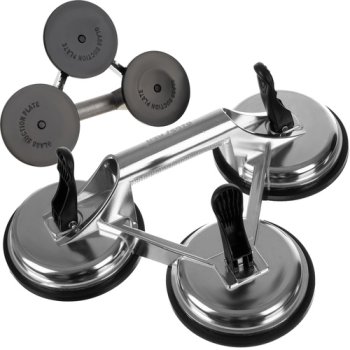 Bigstren 00022361 Aluminum Vacuum Suction Cup with 3 Handles, 150 kg, Silver