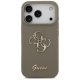 Guess Silicone Big 4G Script dėklas iPhone 17 Pro telefonui, rudas