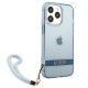 Guess dėklas iPhone 13 ir iPhone 13 Pro su virvele, mėlynas