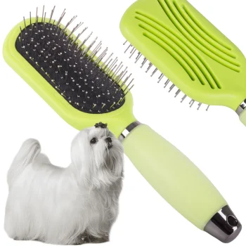 Self-Cleaning Brush for Dog and Cat Hair, Green