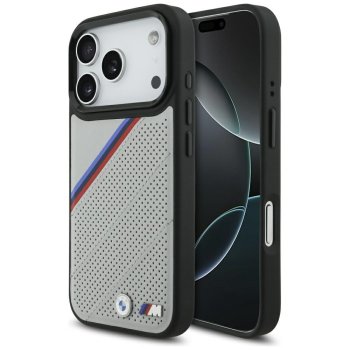BMW M Tricolor Metal Logo MagSafe dėklas telefonui iPhone 17 Pro, pilkas