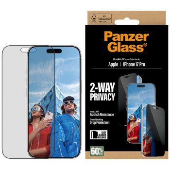 PanzerGlass Ultra-Wide Fit EasyAligner Privacy stiklas, skirtas iPhone 17 Pro