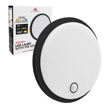 LED šviestuvas su PIR judesio jutikliu Maclean MCE535 B 10/15/18W IP65, juodas