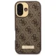 Guess iPhone 16 Plus dėklas 4G Logo Plate MagSafe, rudas