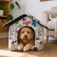 Foldable Dog and Cat House XL, Soft Pet Bed Cabin, White