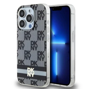 DKNY dėklas iPhone 14 Pro Max telefonui IML Checkered Mono MagSafe, juodas