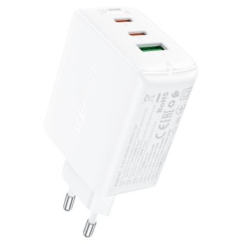 Acefast A41 GaN tinklo įkroviklis 2x USB-C / USB-A 65W, baltas