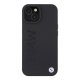 BMW Leather Hot Stamp MagSafe dėklas iPhone 15 telefonui, juodas