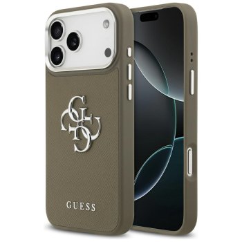 Guess Grained Big 4G Classic Logo dėklas iPhone 17 Pro Max, rudas