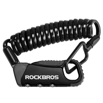 Rockbros 32120010003 RBK6N kodinė dviračio ir šalmo spyna, 120 cm, juoda