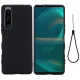 Sony Xperia 1 IV skysto silikono dėklas, juodas