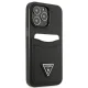 Apple iPhone 13 Pro Guess Saffiano Triangle Logo dėklas su kortelių skyriumi, juodas