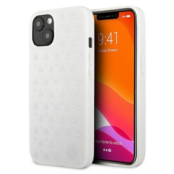 Mercedes iPhone 13 / 14 / 15 Case Silver Stars Pattern, White