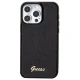 Guess Sequin Script Metal dėklas iPhone 15 Pro telefonui, juodas