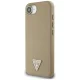Guess Grained Triangle MagSafe dėklas skirtas iPhone 16e, rudas