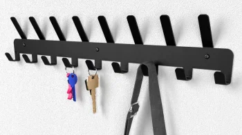 Wall-Mounted Coat Rack with 17 Hooks, Black