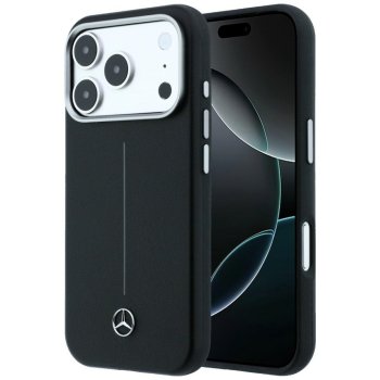 Mercedes Leather Semi Wrap Iconic Line MagSafe dėklas iPhone 17 Pro, juodas