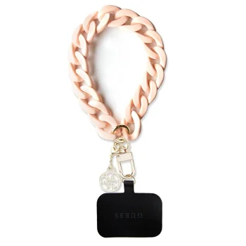 Guess Universal Hand Strap Acrylic 4G Charm universalus telefono dirželis, rožinis