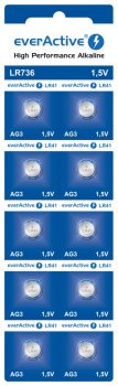 Šarminės baterijos everActive LR736 LR41 AG3 1.5V, 10 vnt.