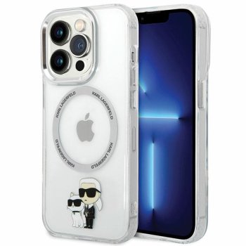 Karl Lagerfeld dėklas iPhone 13 Pro su MagSafe, skaidrus (KLHMP13LHNKCIT)