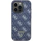 Guess dėklas iPhone 15 Pro telefonui, 4G Triangle Metal Logo, mėlynas