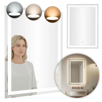 ModernHome LED vonios veidrodis 50x70 cm su jutikliniu jungikliu