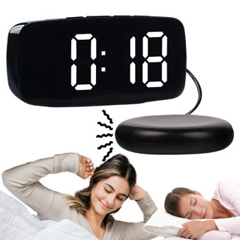 Elektroninis žadintuvas su vibracine pagalvėle ir LED ekranu