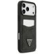 Guess 4G Double Card Triangle dėklas iPhone 17 Pro Max telefonui, juodas