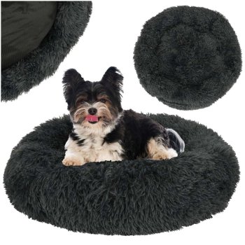 Plush pet bed with raised edges, 60 cm, dark grey