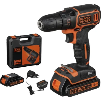 Akumuliatorinis gręžtuvas-suktuvas Black & Decker BDCDC18KB-QW 18V, 2x 1.5Ah, lagaminas