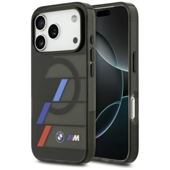 BMW M IML Metal Buttons Tricolor Lines MagSafe dėklas iPhone 17 Pro Max, juodas
