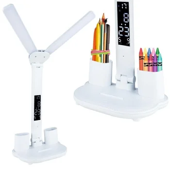 Adjustable LED Desk Lamp with Thermometer, Clock and Calendar