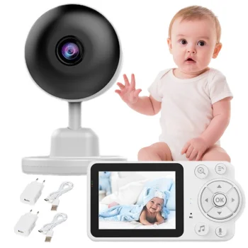 Vaizdo kūdikio stebėjimo monitorius su 2.8" LCD ekranu, kamera ir naktiniu režimu, baltas