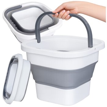 Collapsible Silicone Bucket 5L, Folding Camping Pail with Handle