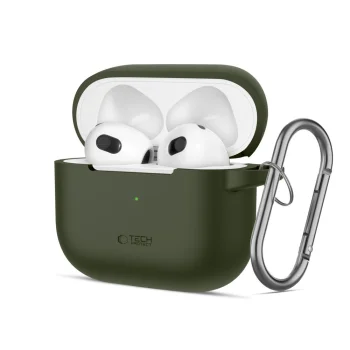 Tech-Protect Apple AirPods 3 silikoninis dėklas su karabinu, žalias