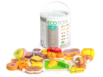 Ecotoys medinis pjaustomo maisto rinkinys vaikams, 23 vnt.