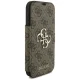 Guess Book 4G Metal Logo atverčiamasis dėklas iPhone 18 Pro / 17 Pro, rudas
